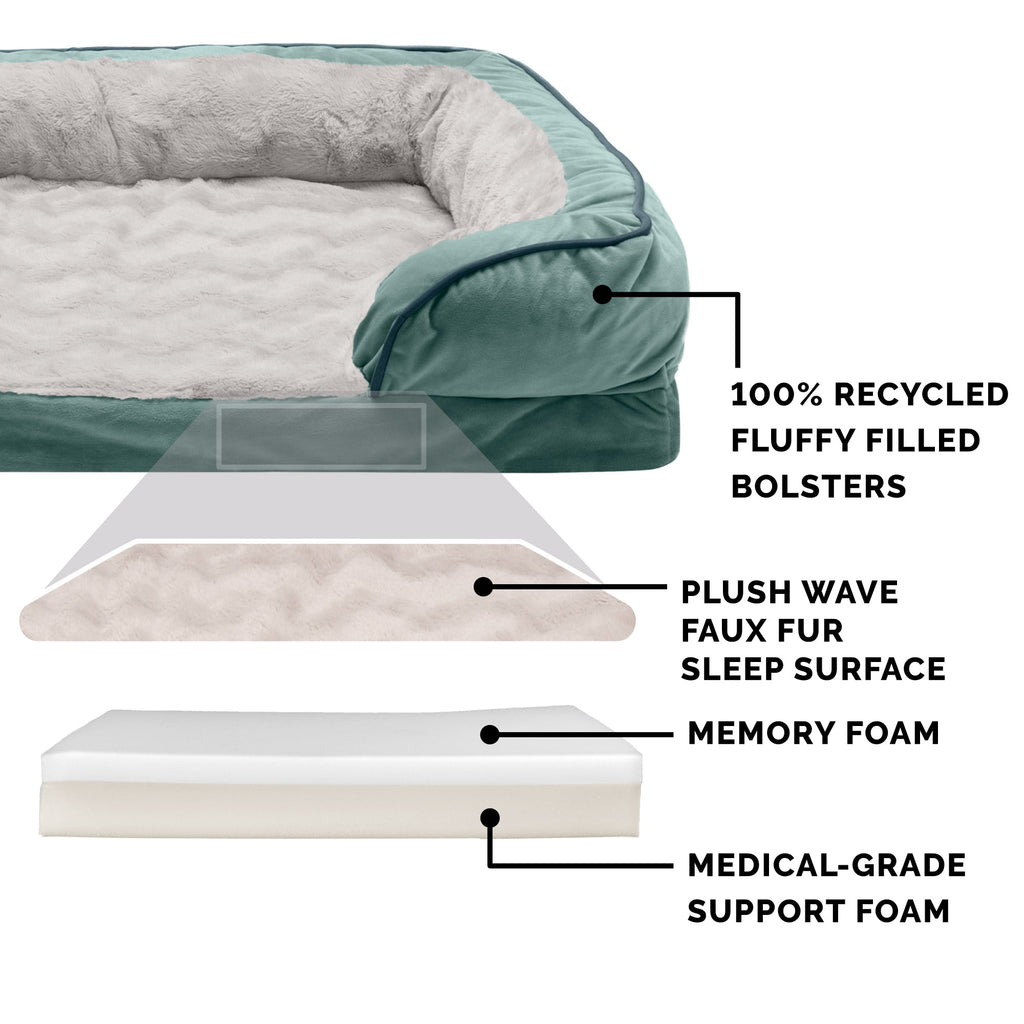 FurHaven Pet Products Velvet Waves Perfect Comfort Cooling Gel Top Sofa-Style Pet Bed for Dogs & Cats - Brownstone, Medium