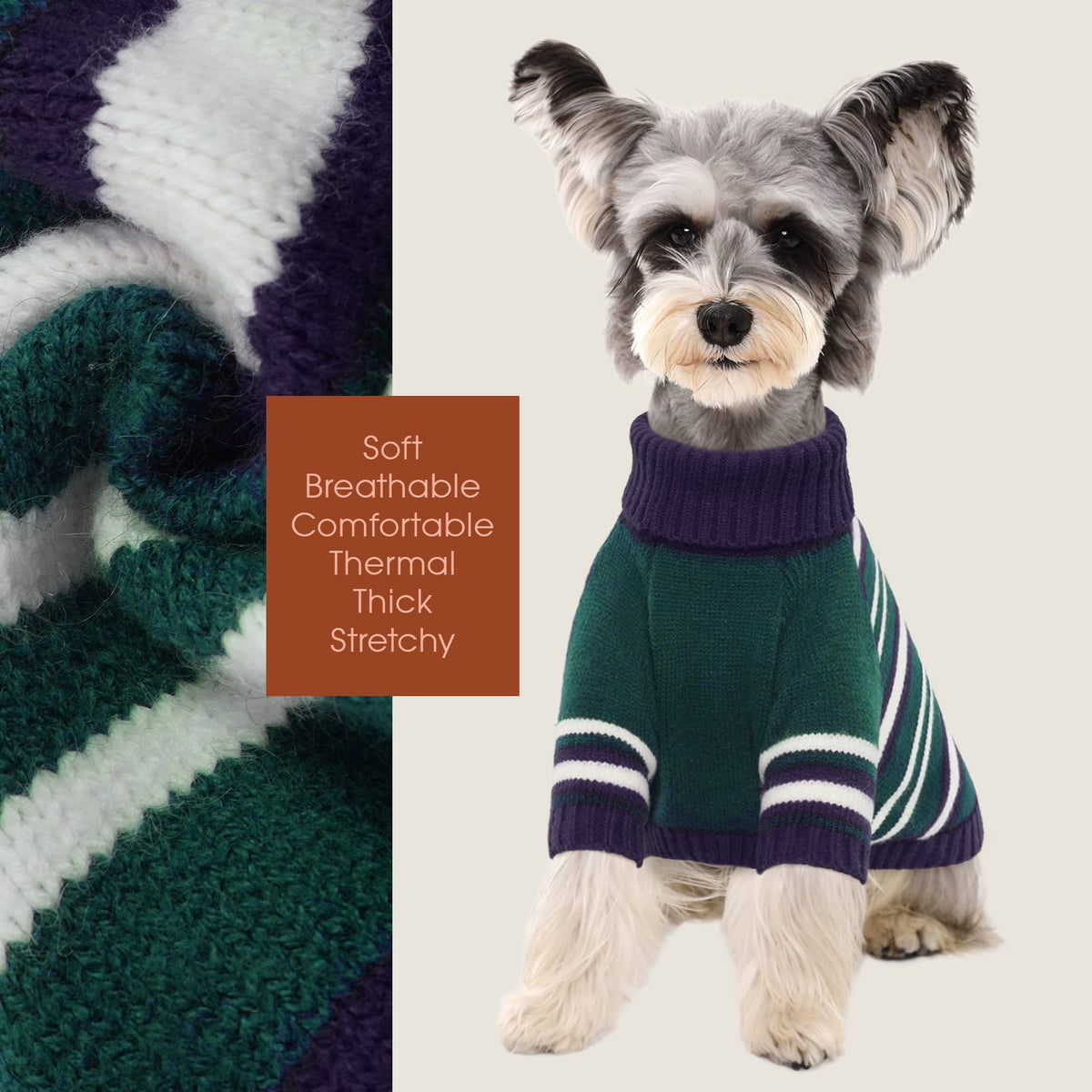 Kuoser Dog Cat Sweater Pet Warm Winter Clothes Knitwear for Dogs, Blue, M
