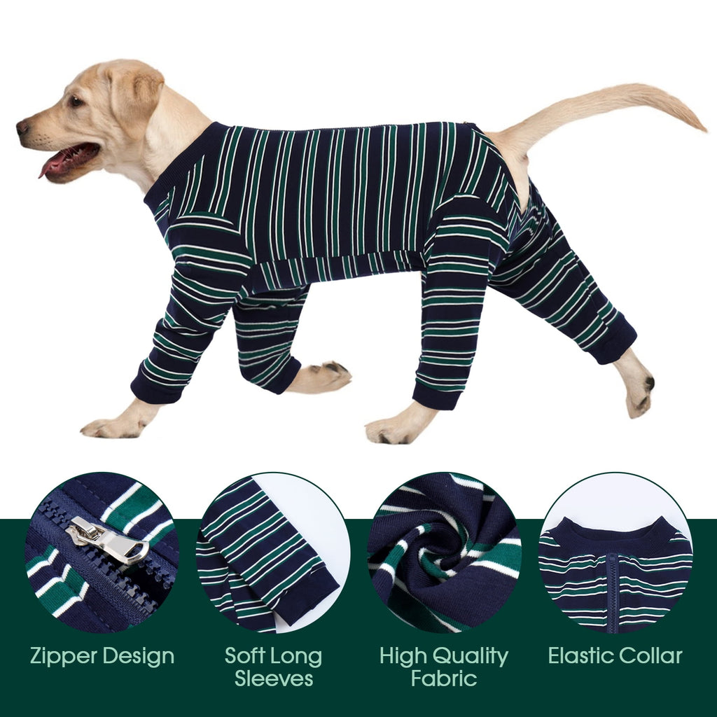 Kuoser Dog Recovery Suit Long Sleeve Dog Onesie after Surgery, Navy Blue, M