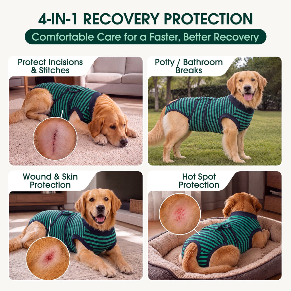 Kuoser Dog Surgical Recovery Suit Dog Cat Onesie after Surgery,Pink,L