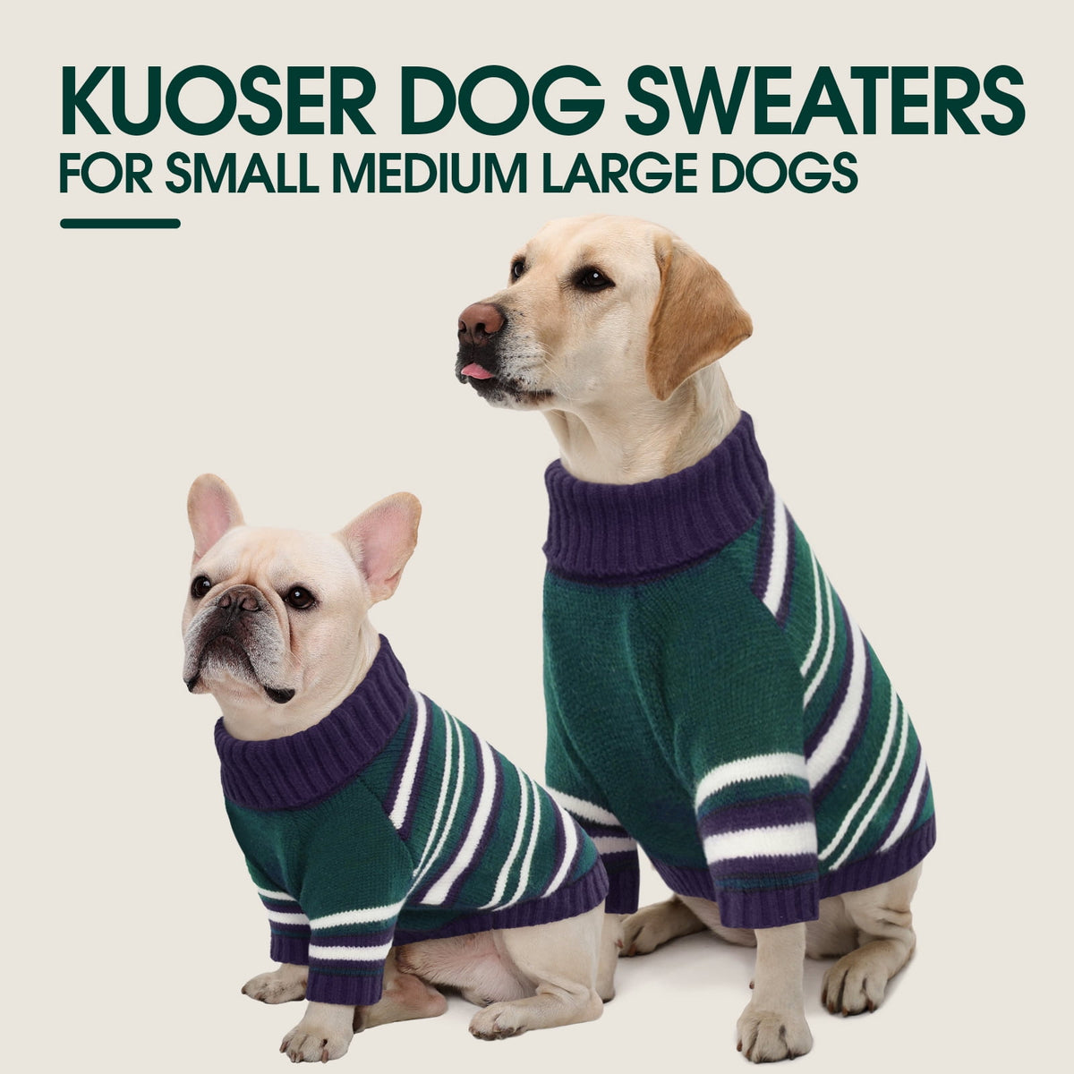 Kuoser Dog Cat Sweater Pet Warm Winter Clothes Knitwear for Dogs, Blue, M