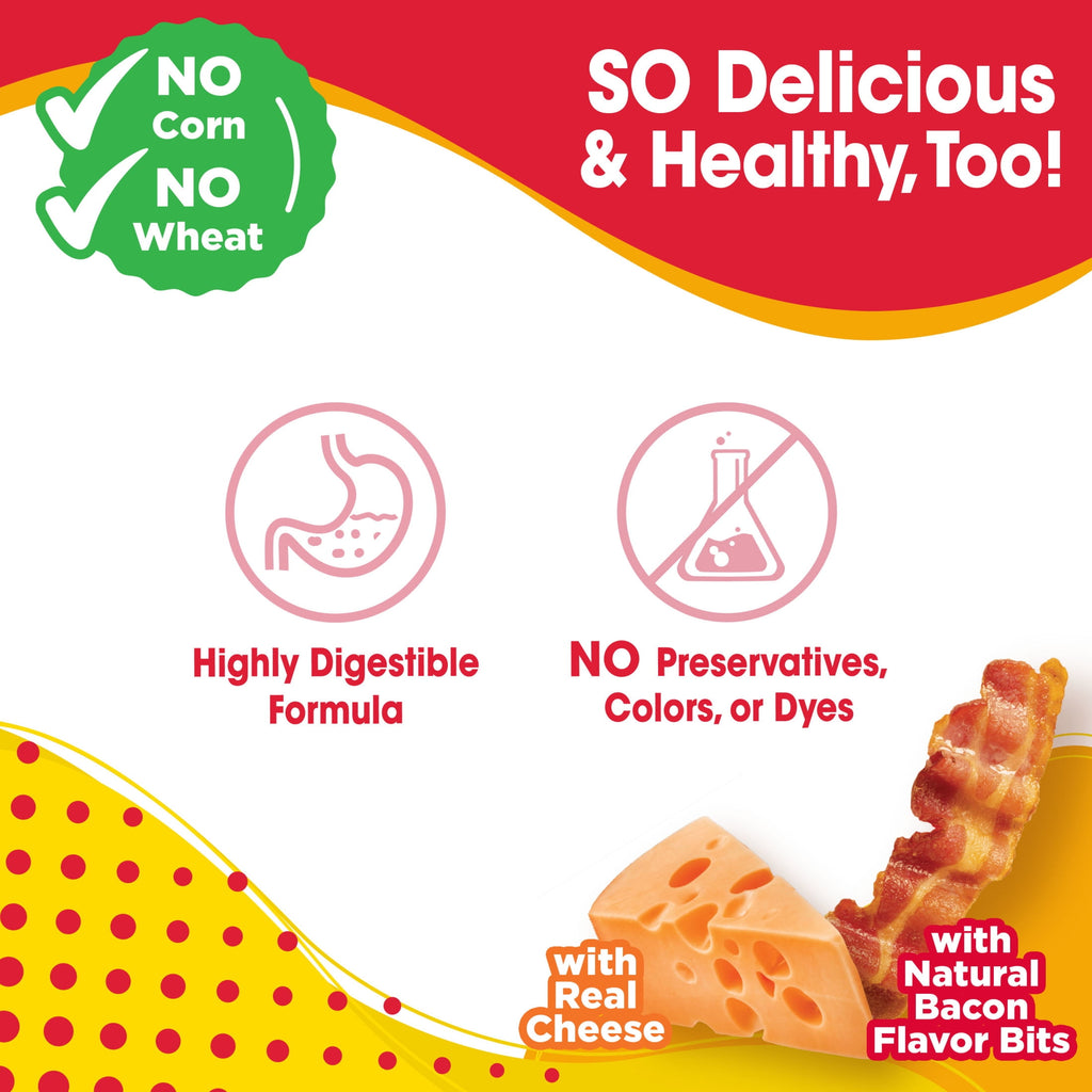 Nylabone Nubz Flavor Bursts Natural Dog Treats for Large Dogs, Bacon & Cheese Flavor Dog Bones, Large - 30+ lbs., 7 Count