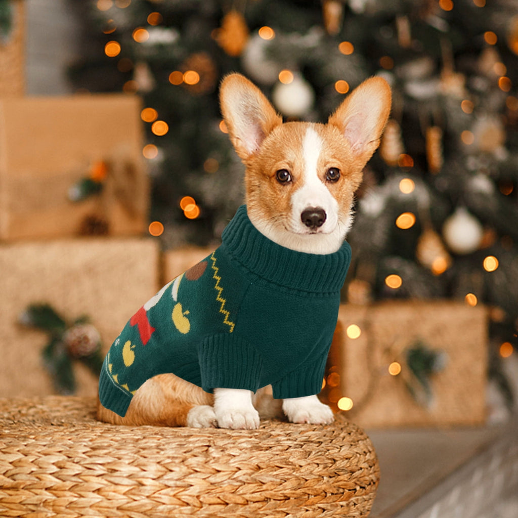 Kuoser Dog Cat Sweater Warm Pet Knitwear Christmas Clothes for Dogs, Red, XL