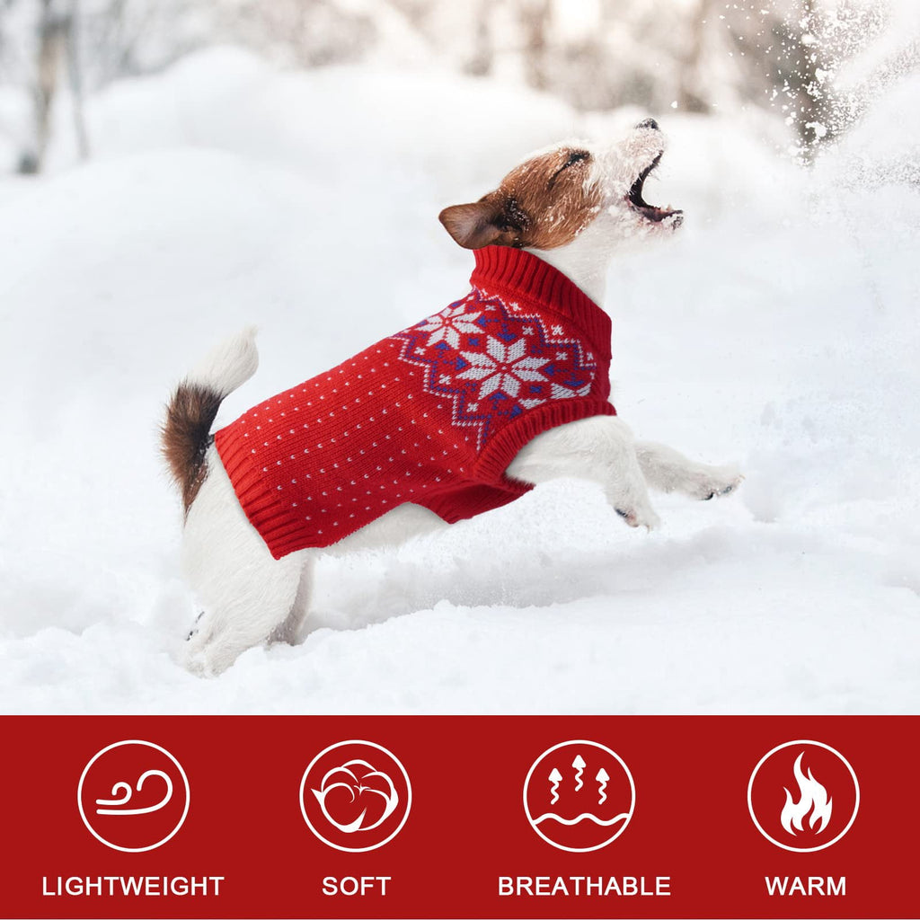 Kuoser Dog Cat Sweater, Holiday Christmas Snowflake Pet Warm Knitwear, Green, M