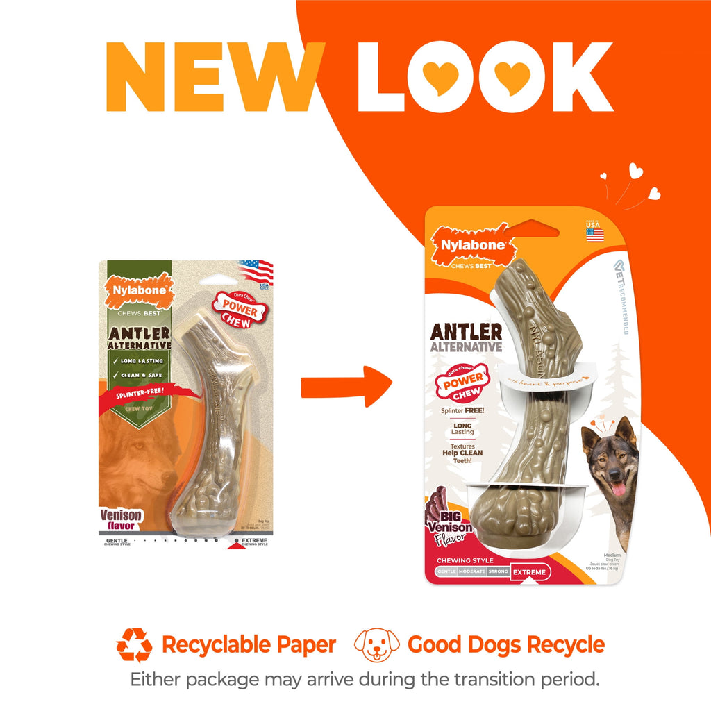 Nylabone Power Chew Antler Alternative Dog Chew Toy Venison Medium (1 Count)
