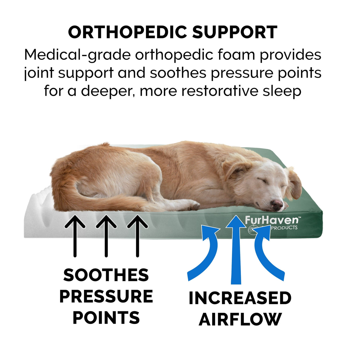 FurHaven Coated Oxford Indoor/Outdoor Deluxe Orthopedic Mattress Pet Bed, Stone Gray, Medium, 1 Count