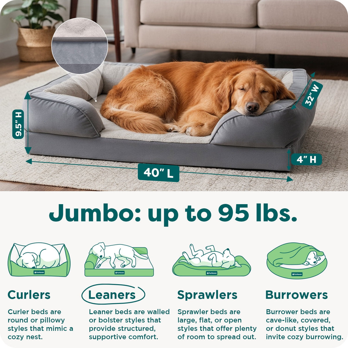 FurHaven Pet Products Velvet Waves Perfect Comfort Cooling Gel Top Sofa-Style Pet Bed for Dogs & Cats - Brownstone, Medium