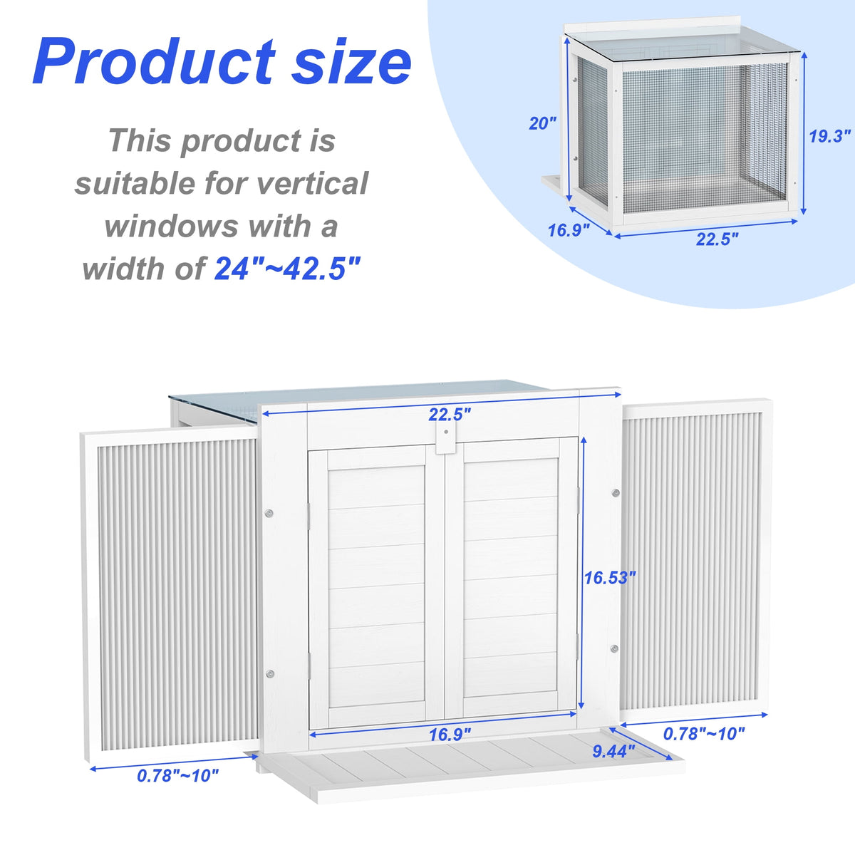 GDLF Cat Window Box,Window Catio Fits Double Hung Windows 24" to 42.5" Wide Waterproof