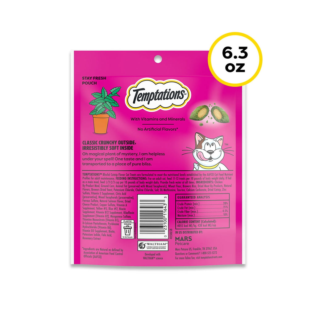 Temptations Classic Blissful Catnip Flavor Crunchy And Soft Treats For Cats, 16 Oz Tub