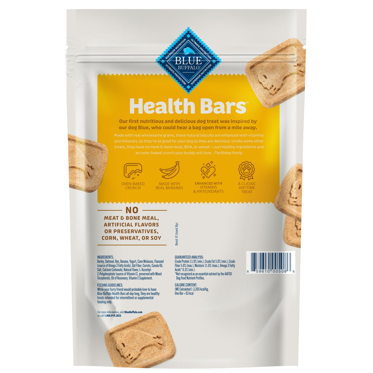 Blue Buffalo Health Bars Crunchy Dog Biscuits, Natural Dog Treats, Bananas & Yogurt 16 oz.
