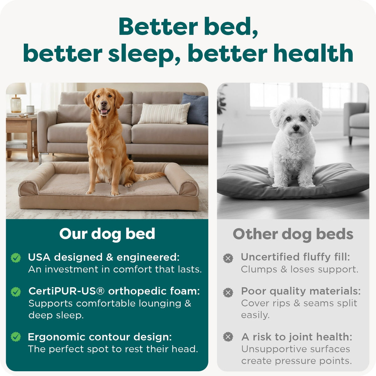 FurHaven Plush & Performance Linen Orthopedic Sofa Pet Bed for Dogs & Cats - Flax, Medium
