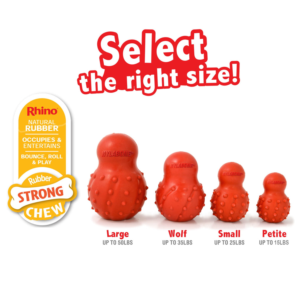 Nylabone Strong Chew Rubber Stuffable Cone Dog Treat, Dog Toys, Bacon Flavor, Red, Medium