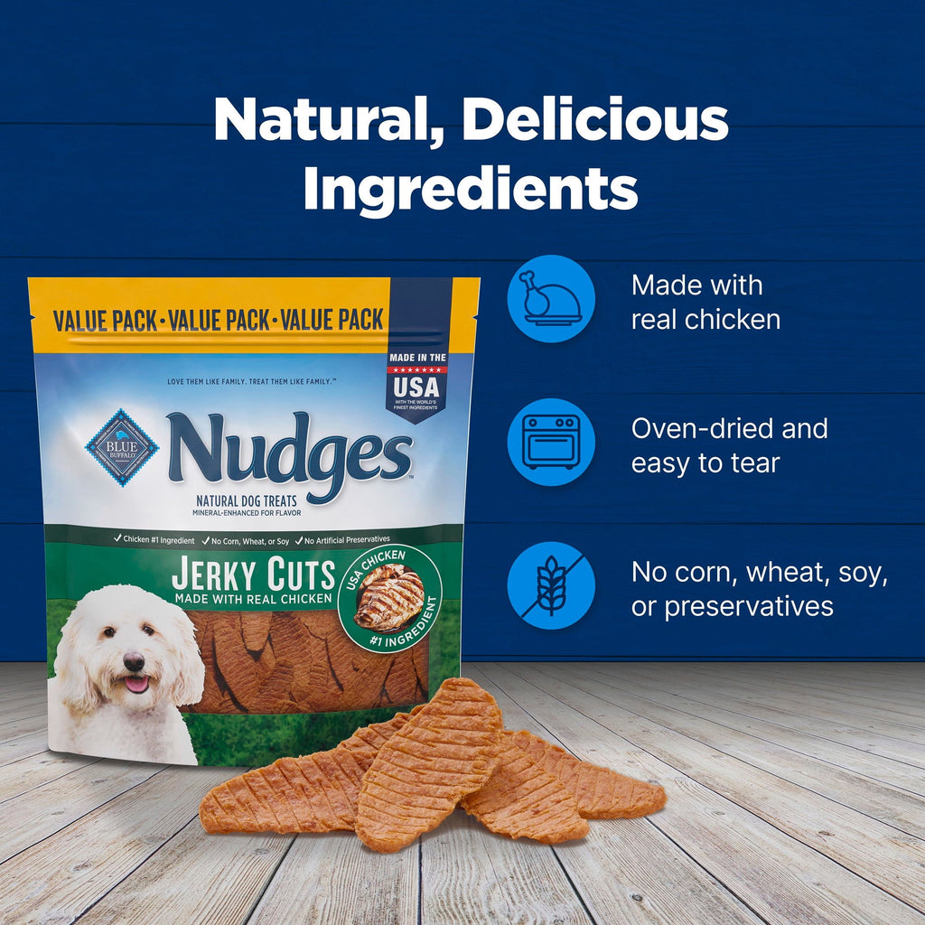 Blue Buffalo Nudges Jerky Cuts, Natural Dog Treats, Chicken Jerky, 28oz Bag