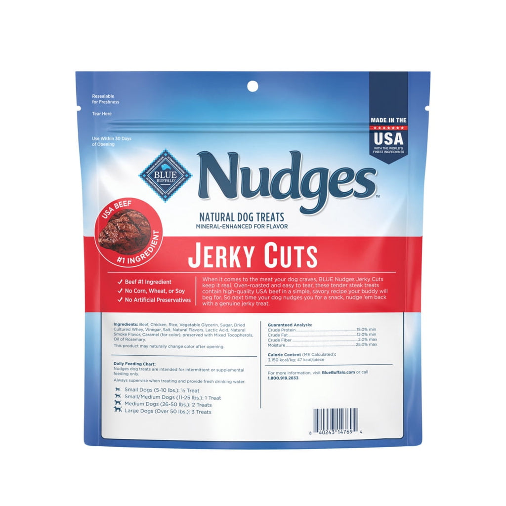 Blue Buffalo Nudges Jerky Cuts, Natural Dog Treats, Steak Jerky, 28oz Bag