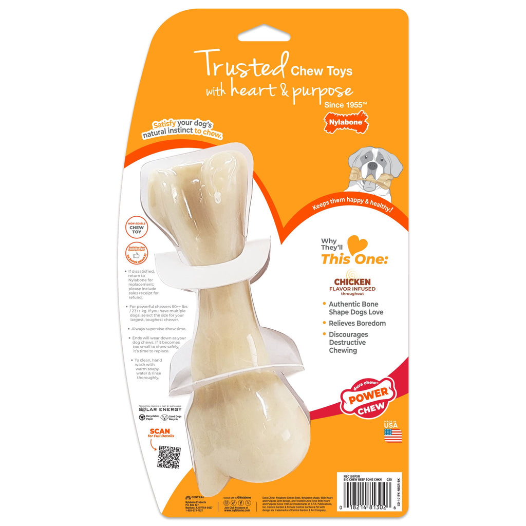 Nylabone Power Chew Butcher Bone Dog Toy, Dog Chew Toy, Chicken Flavor, XX-Large, 1 Count