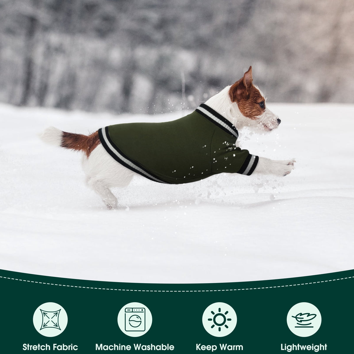 Kuoser Dog Winter Sweater, Cute Pet Pullover Vest, Soft and Thick Sweatshirt for Dogs and Cats, Green, XL
