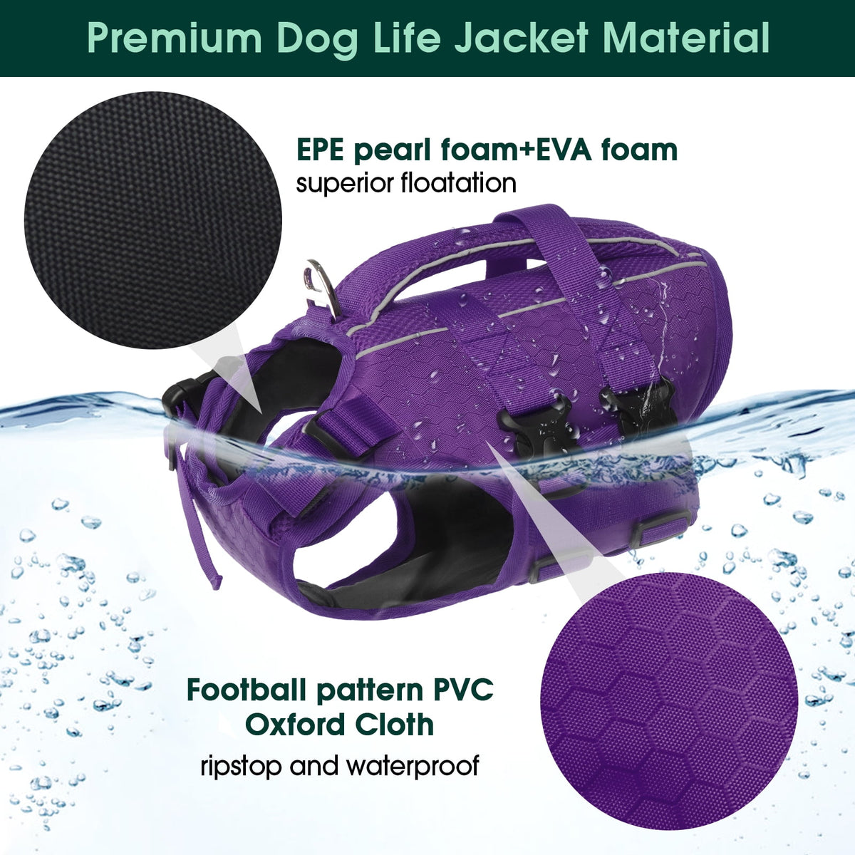 Kuoser Dog Life Jacket, Reflective and Adjustable Dog Life Vest for Small Medium Large Dogs Red, S