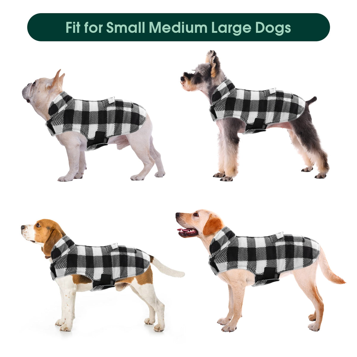 Kuoser British Style Plaid Dog Winter Coat, Windproof Cozy Cold Weather Jacket for Dogs, Blue, M