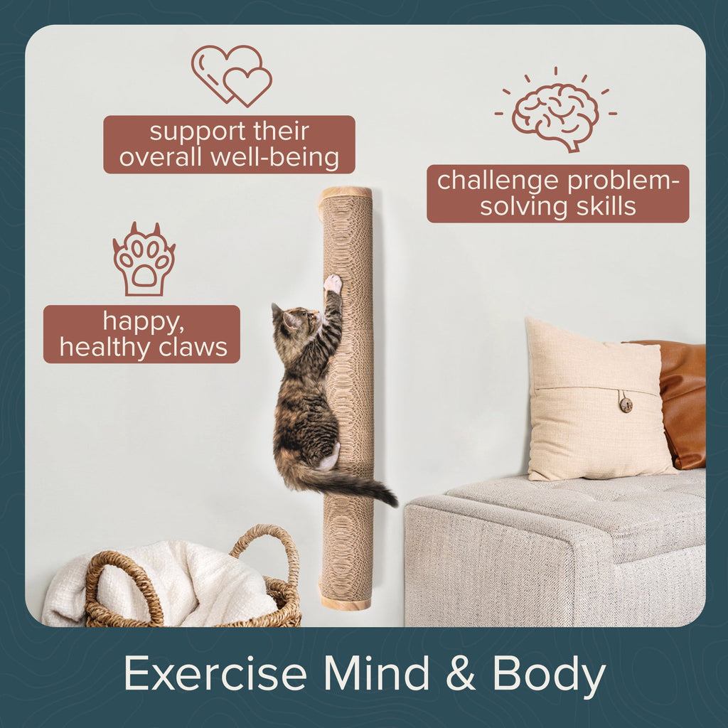 Ascentials by FurHaven Moonbeam Path Cat Scratcher (32”), Wall-Mounted Corrugated Cardboard Climber
