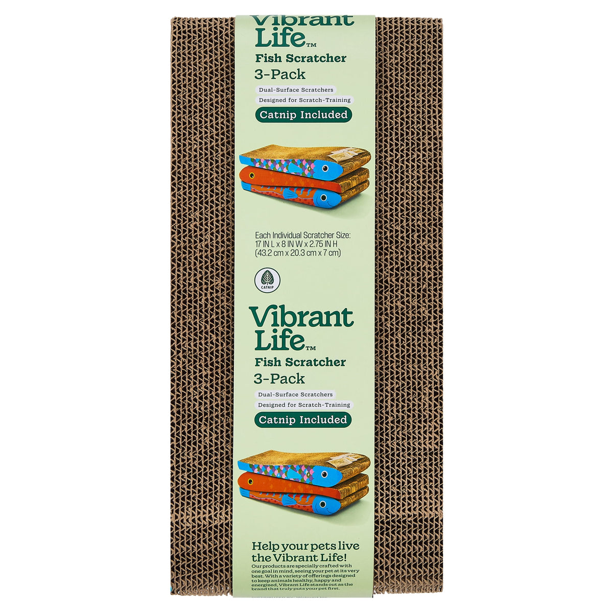 Vibrant Life Fish Cat Scratcher with Catnip, Multicolor, 3 Pack