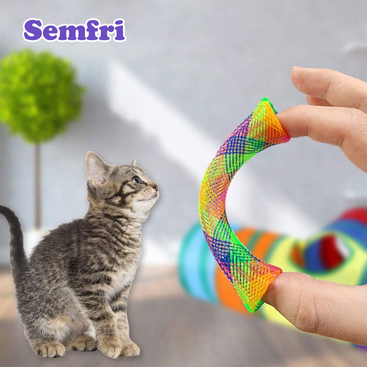 Semfri Cat Toys Tunnels Collapsible Pets Cat Jungle Tunnels Kitty Toys Balls