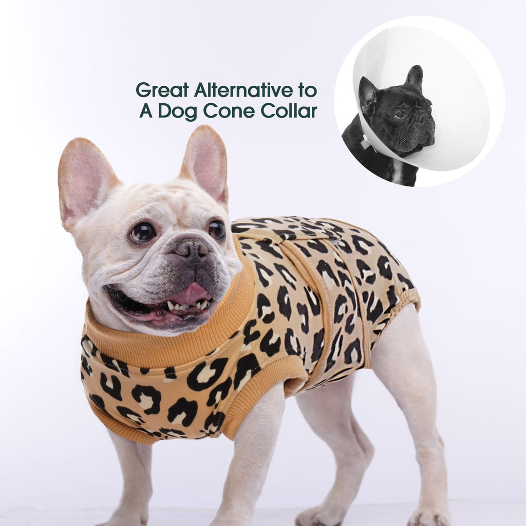 Kuoser Dog Recovery Suit after Surgery, Professional Surgical Onesie for Male Female Dogs, Soft Pet Surgery Suit for Abdominal Wounds Skin Disease, Purple Leopard, XL