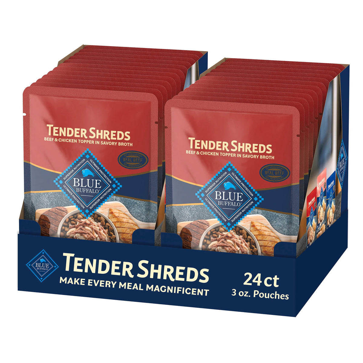 Blue Buffalo Tender Shreds Toppers, Dog Food, Beef & Chicken, 2.5oz. Pouch