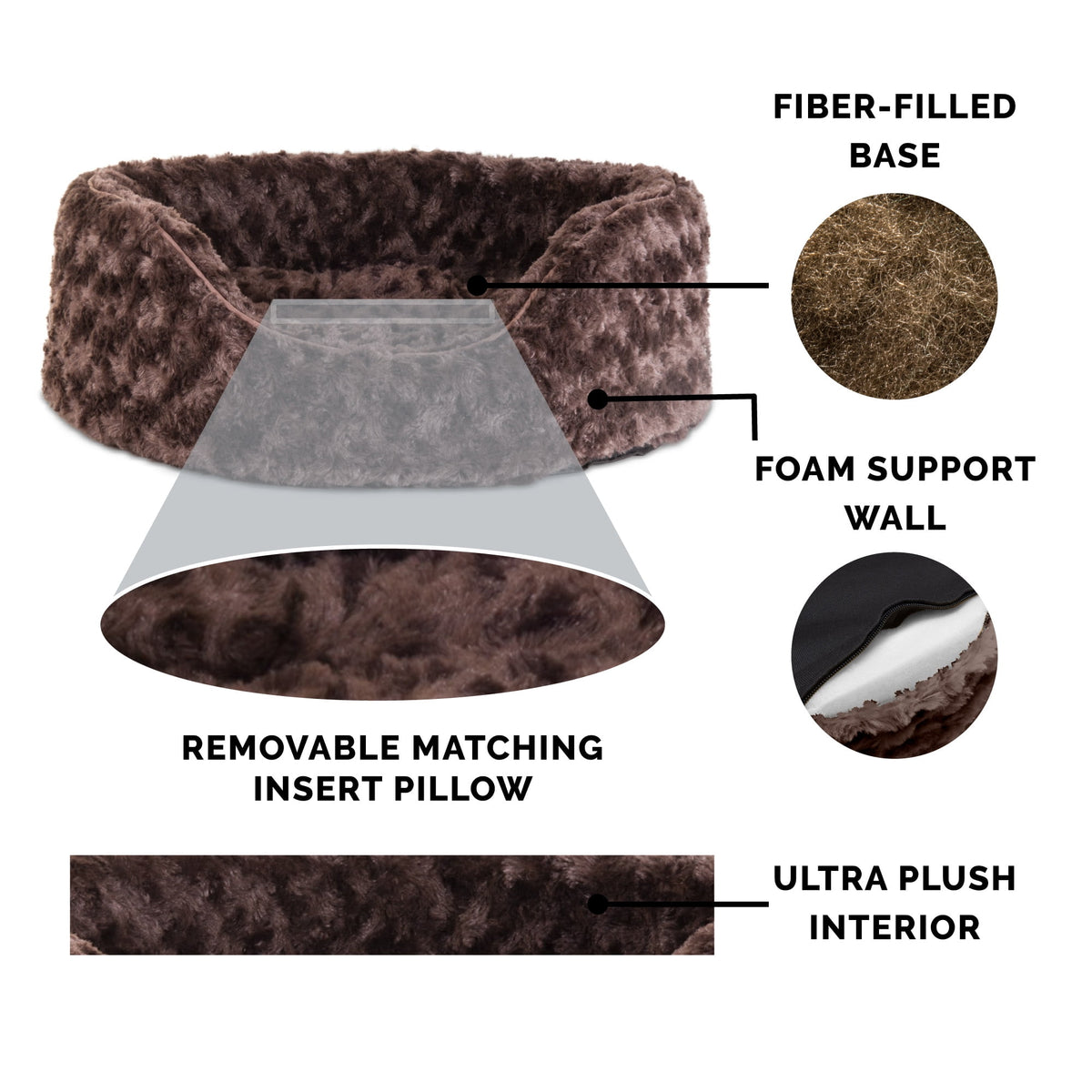 FurHaven Pet Products Ultra Plush Oval Pet Bed for Dogs & Cats - Gray, Small