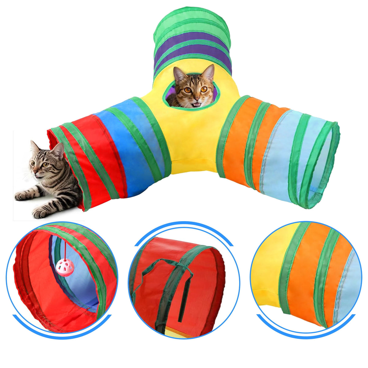 Semfri Cat Toys Tunnels Collapsible Pets Cat Jungle Tunnels Kitty Toys Balls