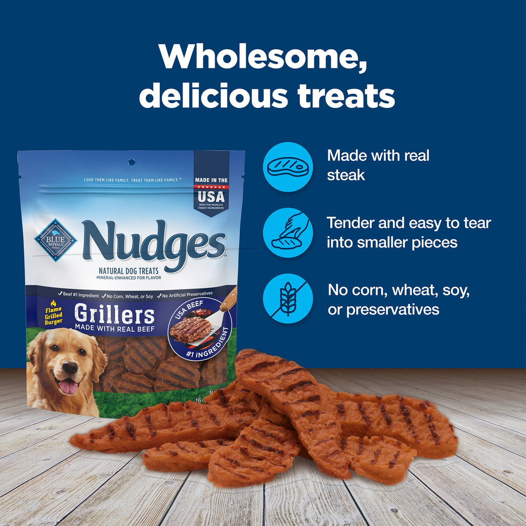 Blue Buffalo Nudges Grillers, Natural Dog Treats, Beef, 28oz Bag