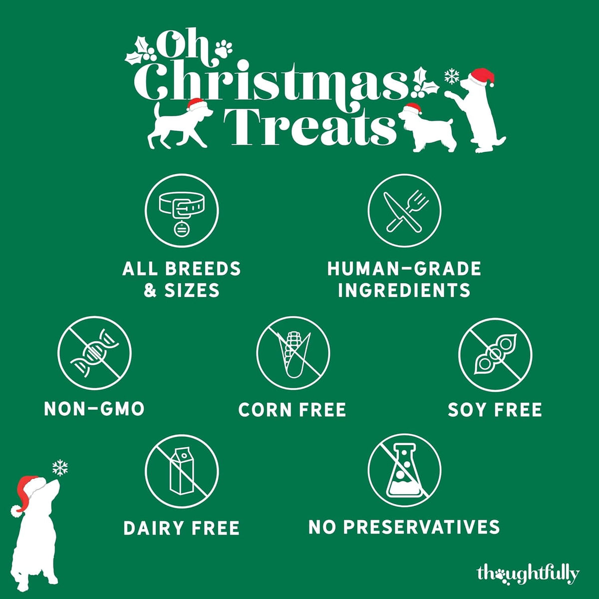 Thoughtfully 24 Days of Christmas Dog Advent Calendar 2024, Gingerbread Baked Dog Treats, Individually Wrapped Bone Shapes, 24 Count