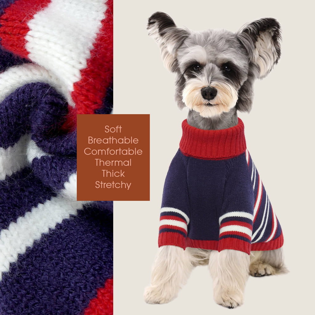 Kuoser Dog Cat Sweater Pet Warm Winter Clothes Knitwear for Dogs, Blue, M