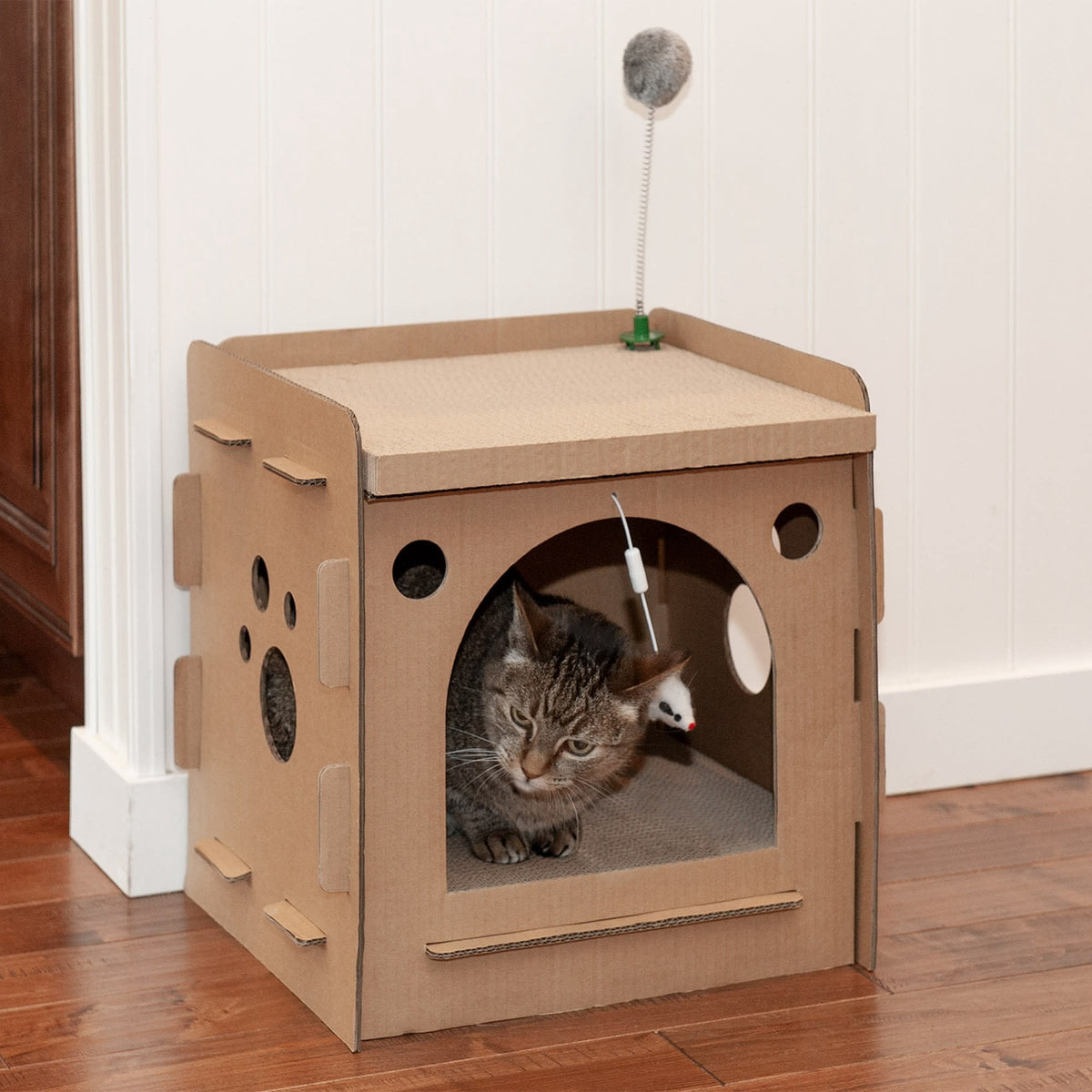 Furhaven Townhouse Multi-Level Cat Scratcher Hideout w/ Catnip - Cardboard Brown, One Size Townhouse Playground One Size Corrugated Scratcher
