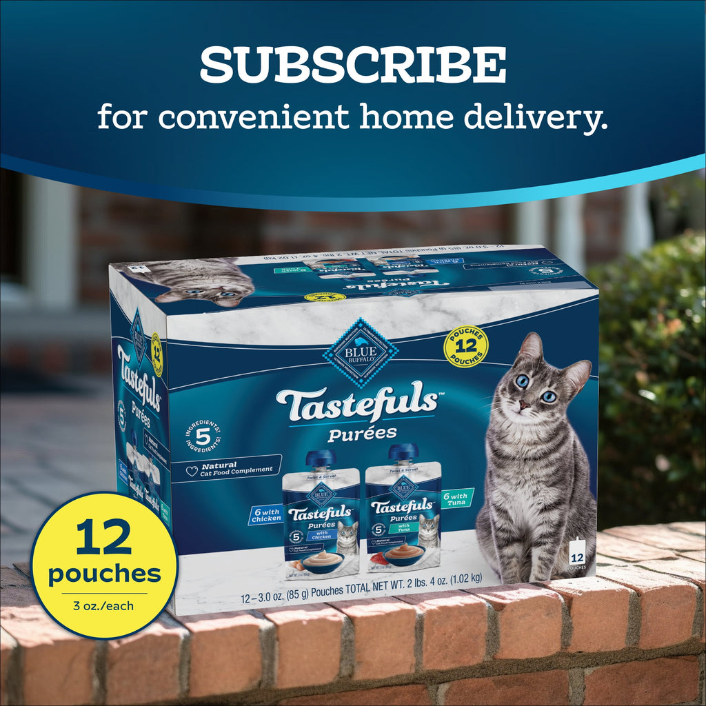 Blue Buffalo Tastefuls Purées Chicken & Tuna Variety Pack, 3-oz. (12 Pouches, 6 of Each)