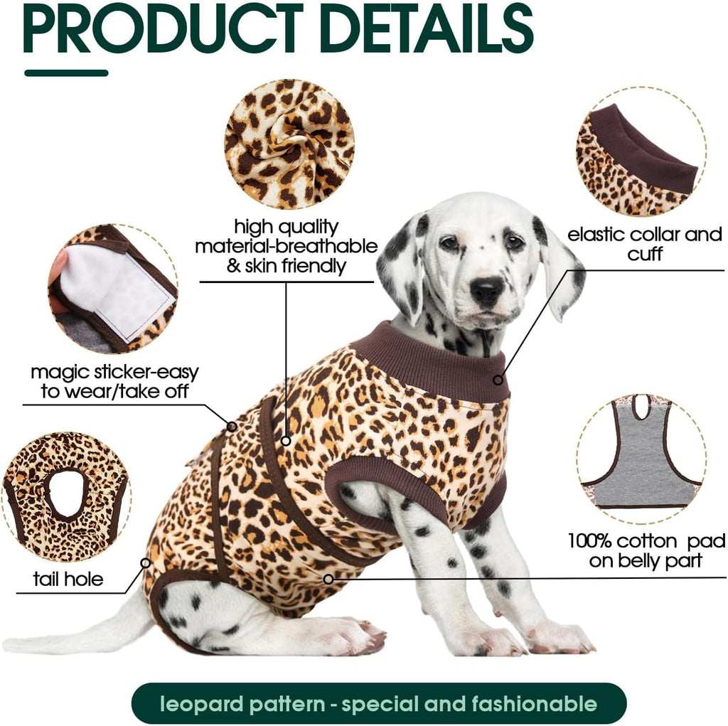 Kuoser Dog Surgical Recovery Suit, Recovery Suit for Female Male Dogs after Surgery, Brown, L