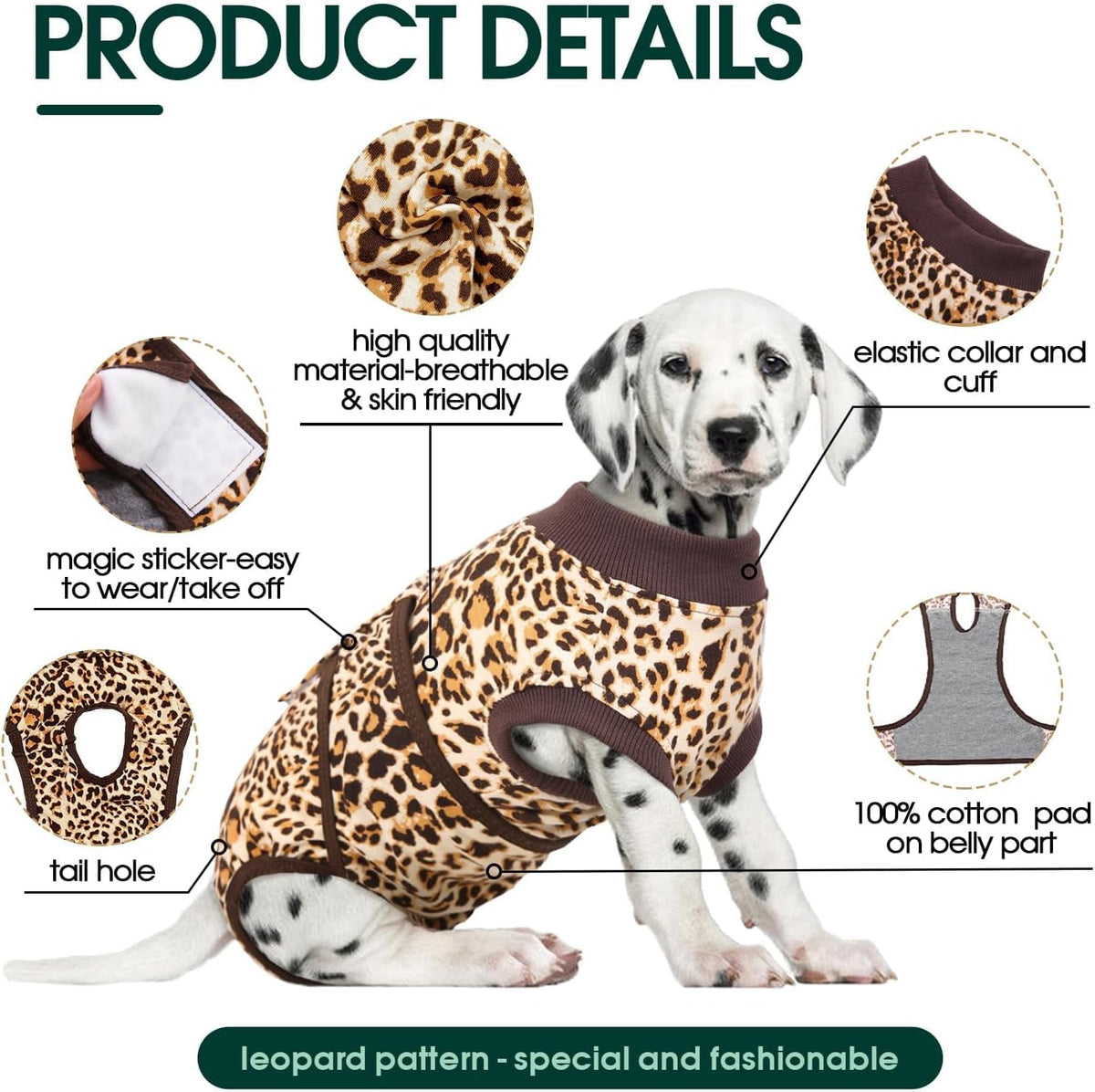 Kuoser Dog Surgical Recovery Suit, Recovery Suit for Female Male Dogs after Surgery, Brown, L