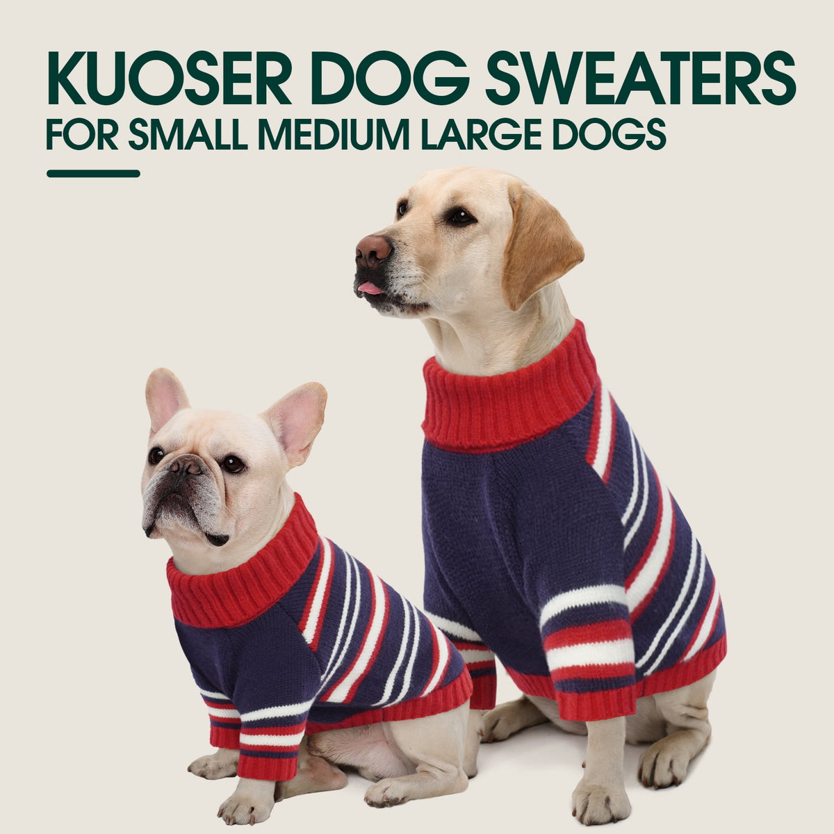 Kuoser Dog Cat Sweater Pet Warm Winter Clothes Knitwear for Dogs, Blue, M