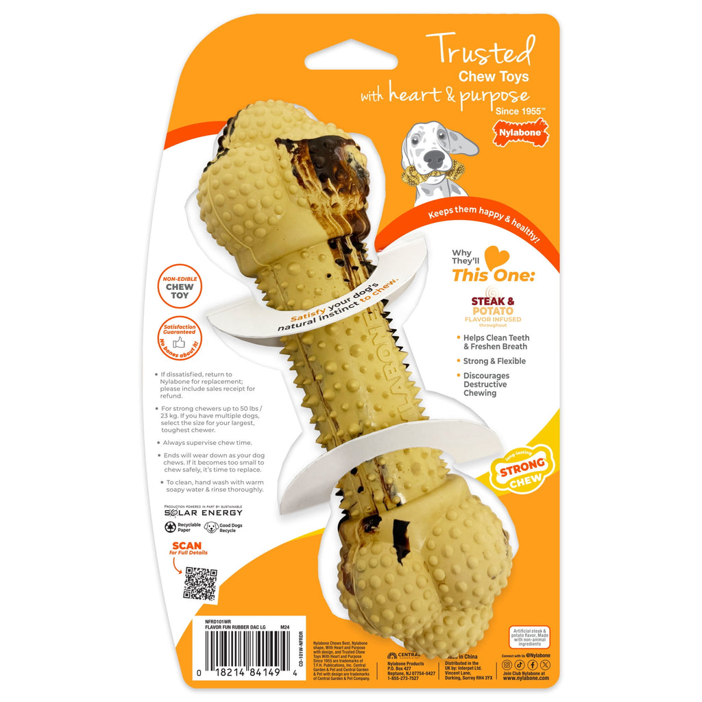 Nylabone Strong Chew Double Action Bone Dog Toy, Dog Chew Toy, Steak & Potato Flavor, Large, 1 Count