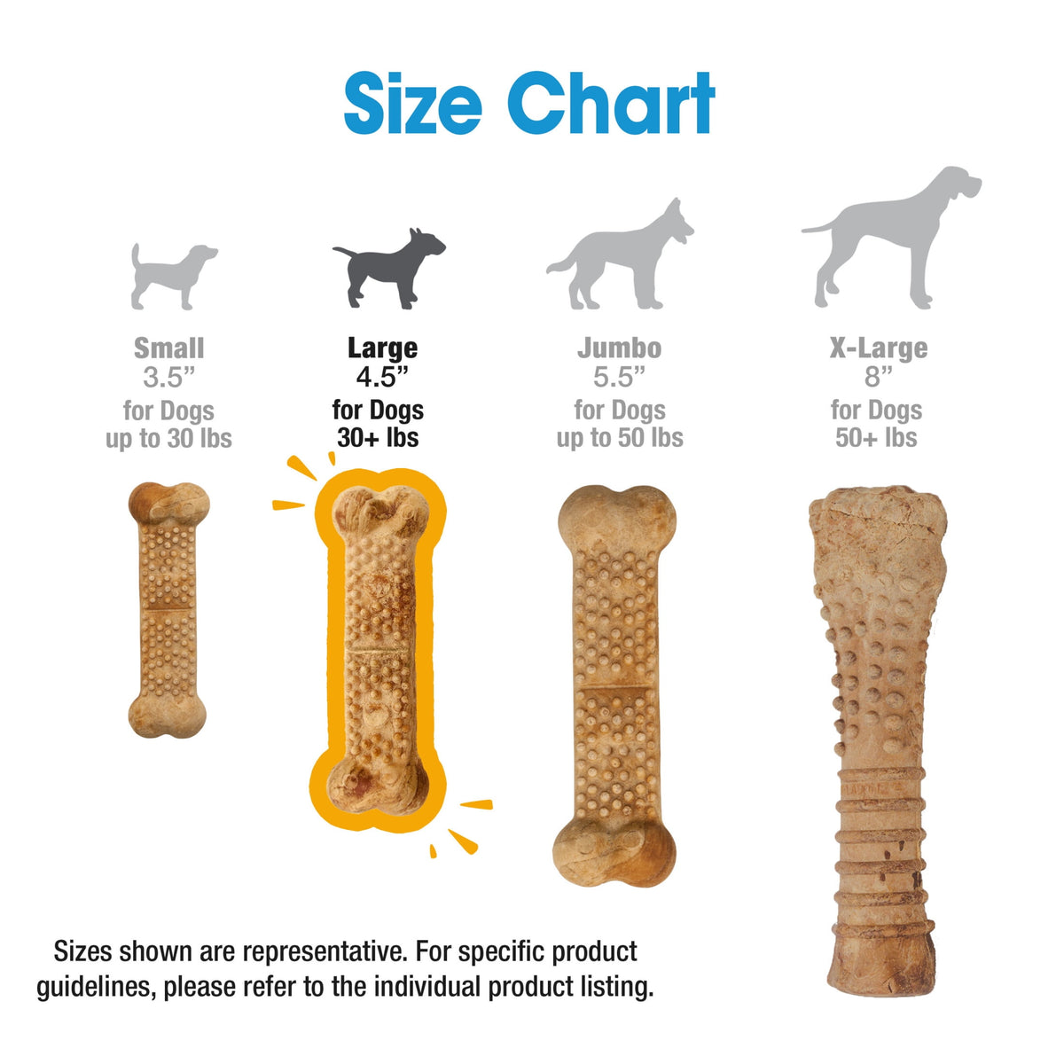 Nylabone Nubz Natural Dog Treats for Large Dogs, Chicken Flavor Dog Bones, Large - 30+ lbs., 2 lb. Pouch, 18 Count