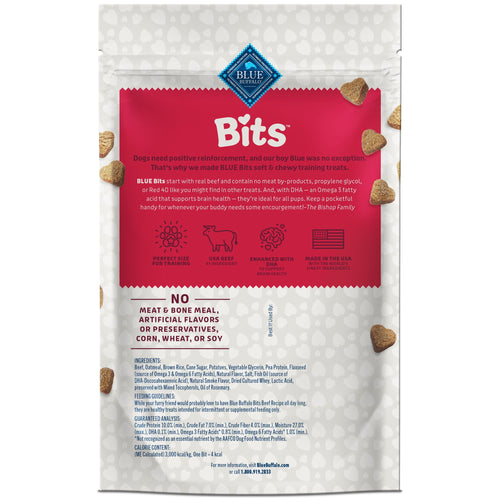 Blue Buffalo Bits Soft Dog Treats for Training, Made With Natural Ingredients & Enhanced with DHA, Beef Recipe, 19-oz Bag
