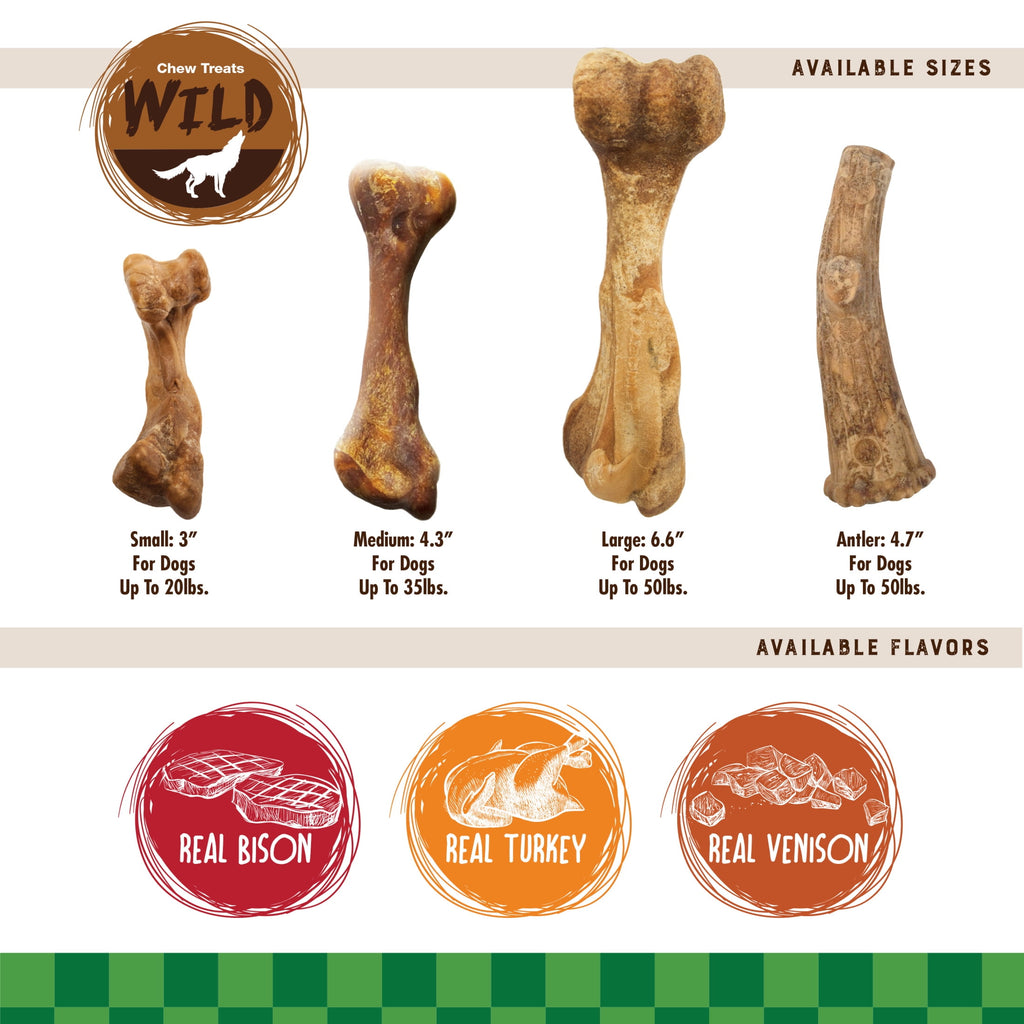 Nylabone Healthy Edibles WILD Dog Treats, All-Natural Long Lasting Chew Treats, Bison Flavor, Medium, 10 Count