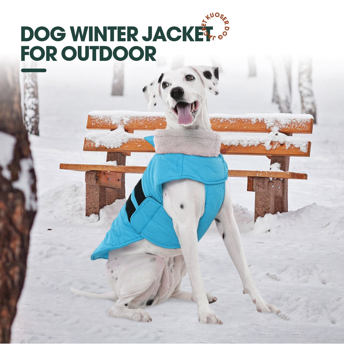 Kuoser Dog Coat Warm Pet Jacket with Eco-friendly Fur Collar, Windproof, Waterproof and Easy Hook-and-loop Closure, Pink, medium