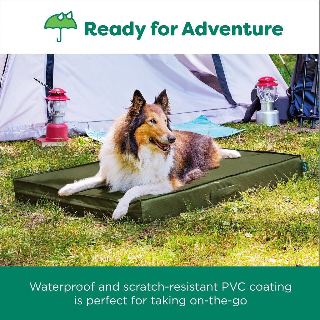 FurHaven Grid Indoor-Outdoor Cooling Memory Foam Deluxe Mattress for Dogs and Cats - Olivine, Medium