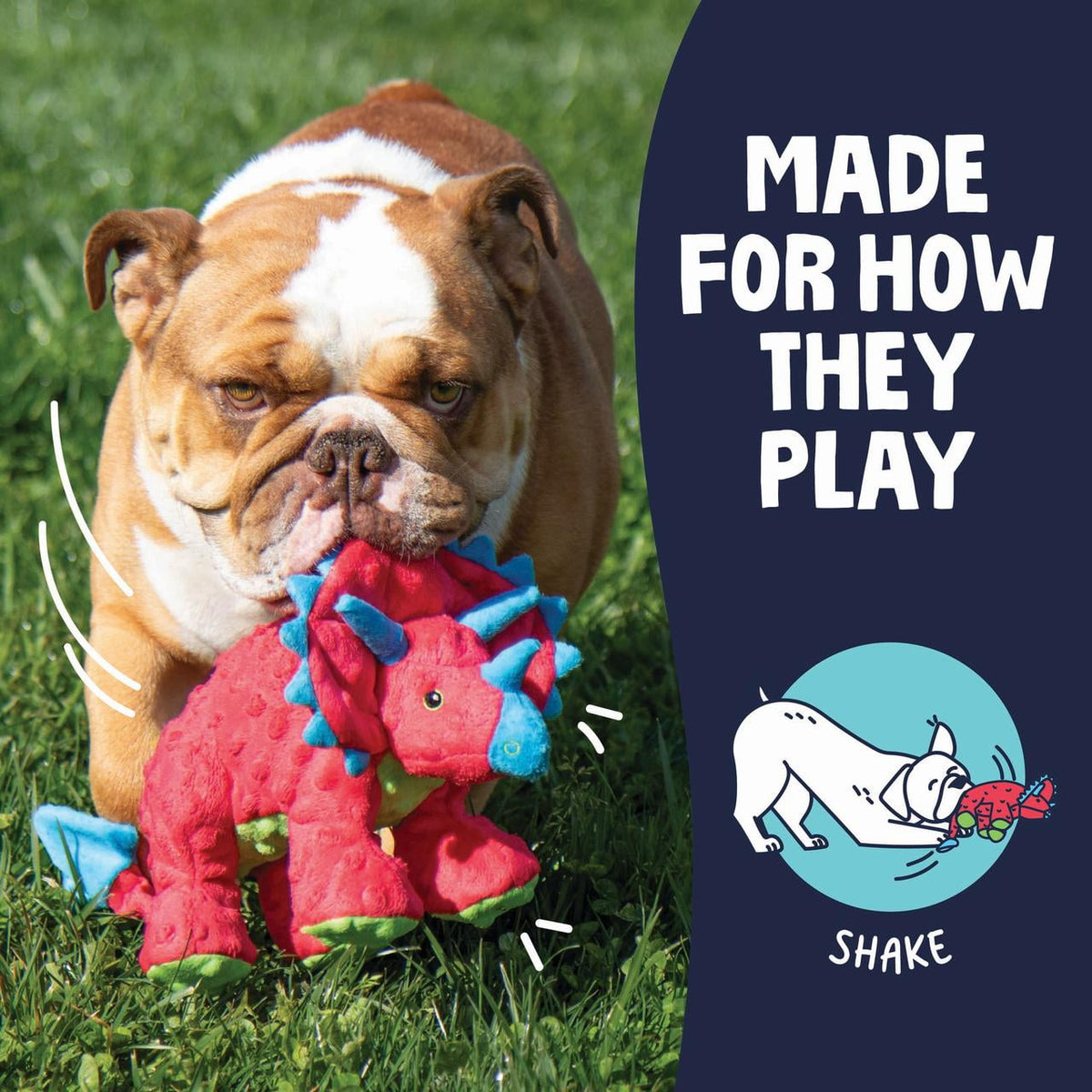 goDog Dino Frills Squeaky Plush Toy for Dogs with Chew Guard Technology for Stronger & Longer Play, Soft & Durable with Built-In Squeaker, Red, Large