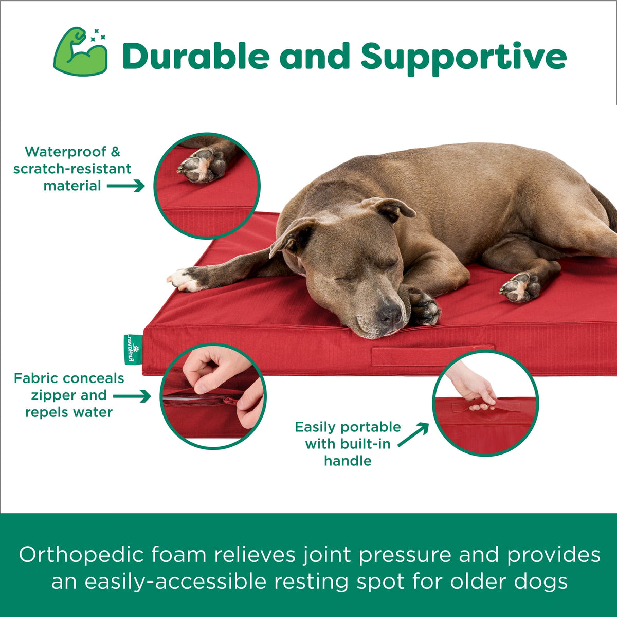 FurHaven Grid Indoor-Outdoor Cooling Memory Foam Deluxe Mattress for Dogs and Cats - Olivine, Medium