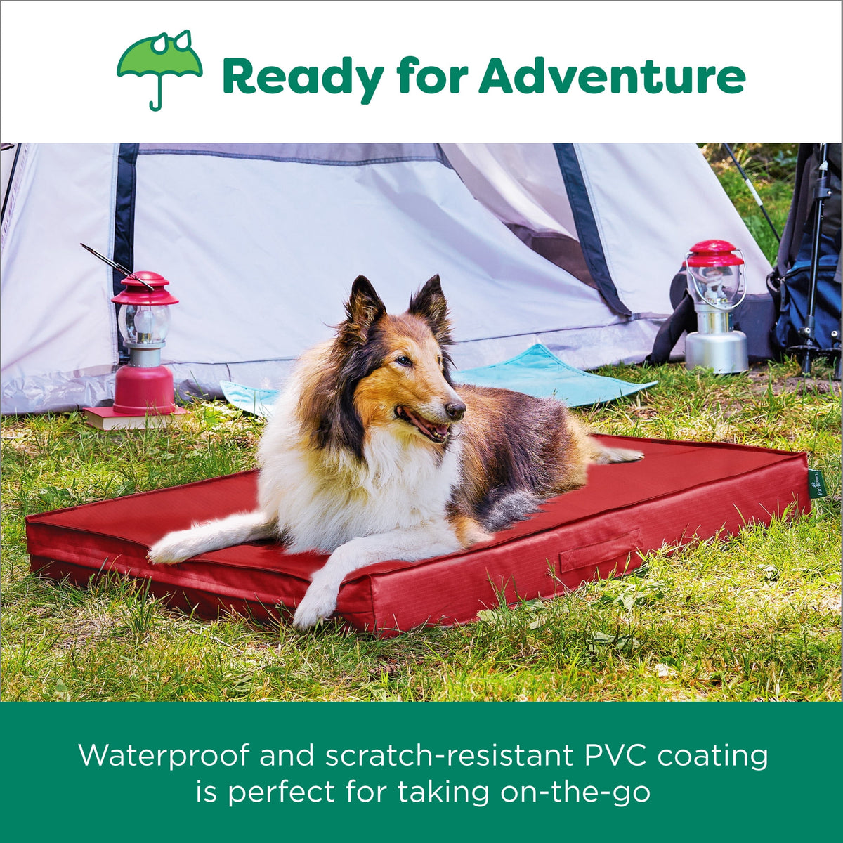 FurHaven Grid Indoor-Outdoor Cooling Memory Foam Deluxe Mattress for Dogs and Cats - Olivine, Medium