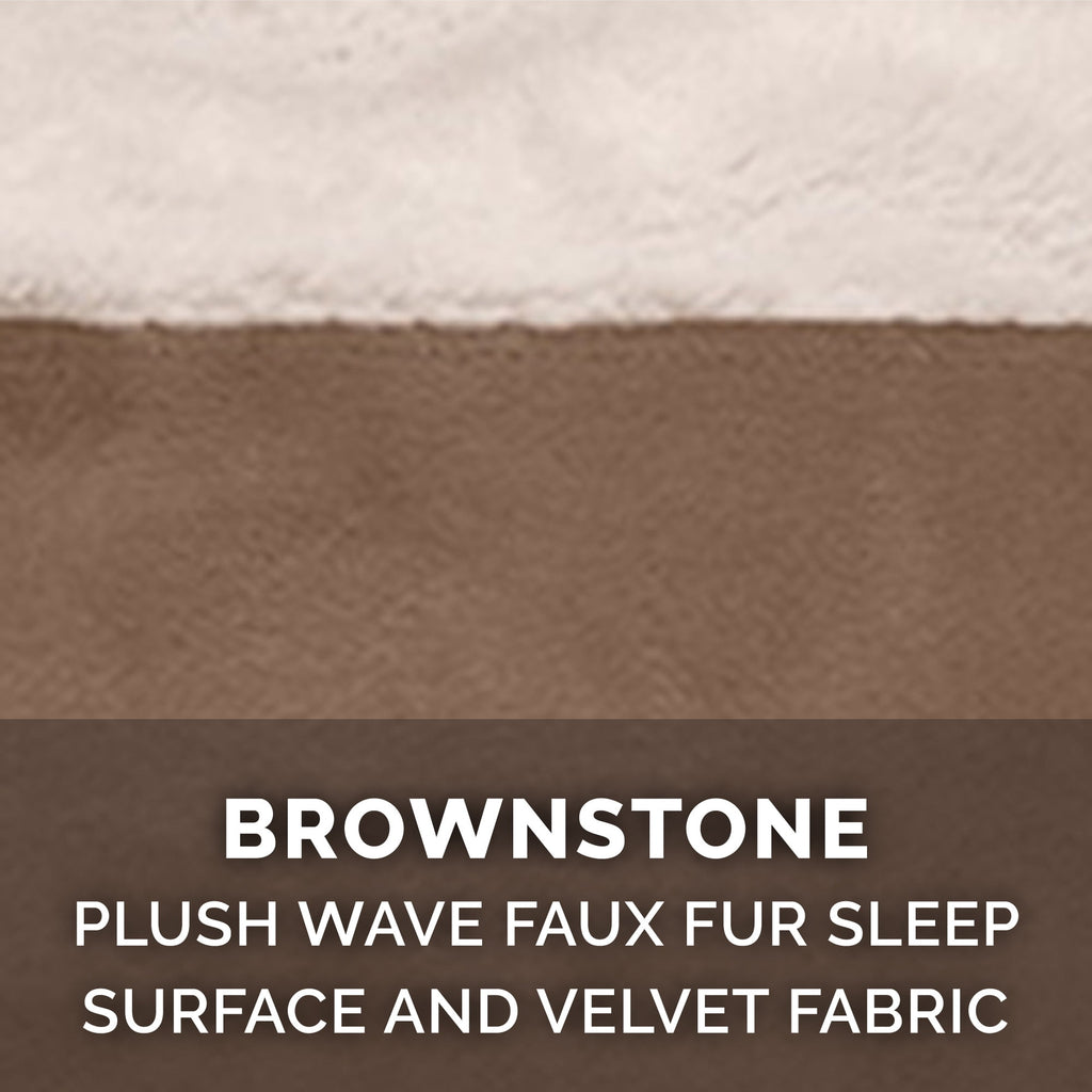 FurHaven Pet Products Velvet Waves Perfect Comfort Cooling Gel Top Sofa-Style Pet Bed for Dogs & Cats - Brownstone, Medium