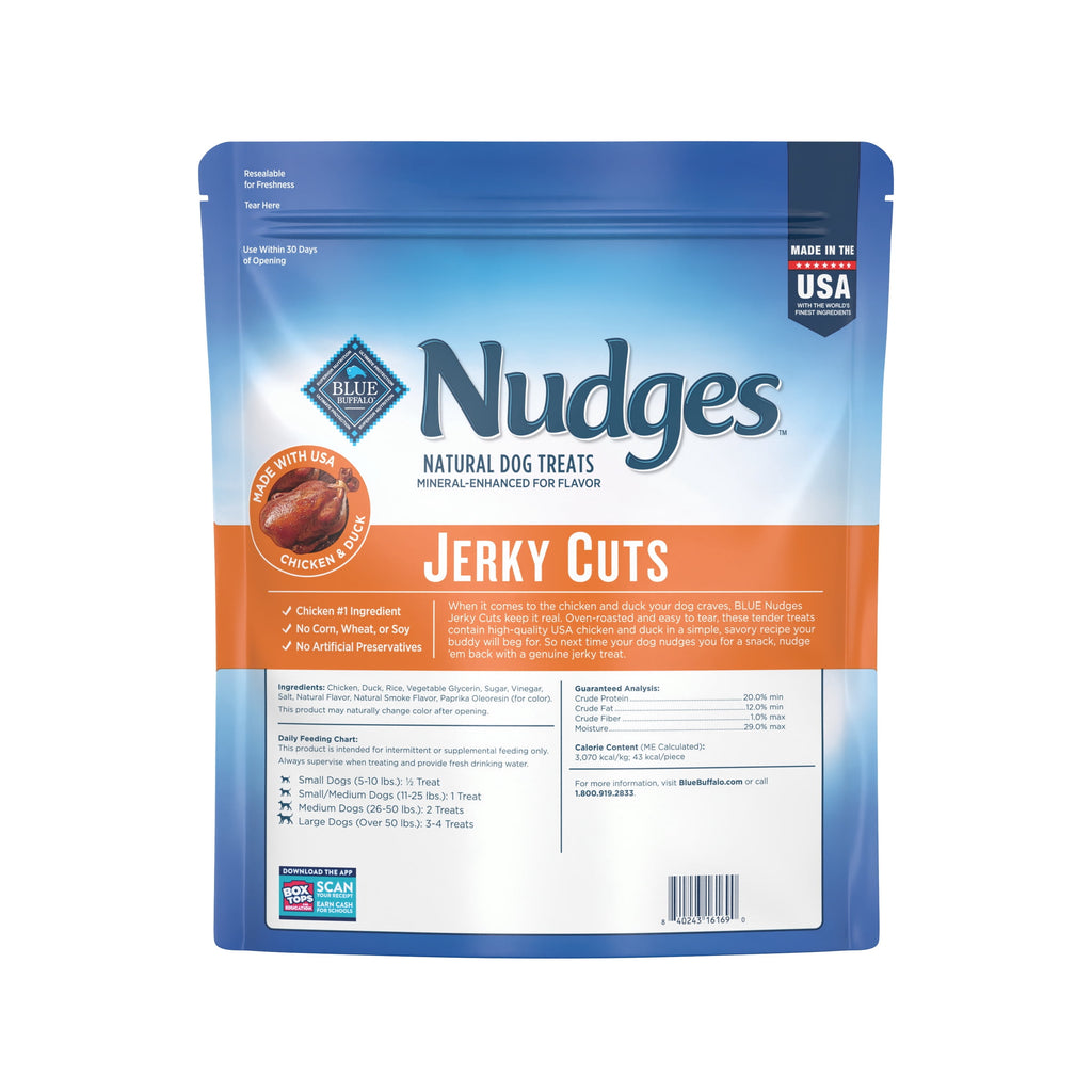 Blue Buffalo Nudges Jerky Cuts, Natural Dog Treats, Duck Jerky, 28oz Bag