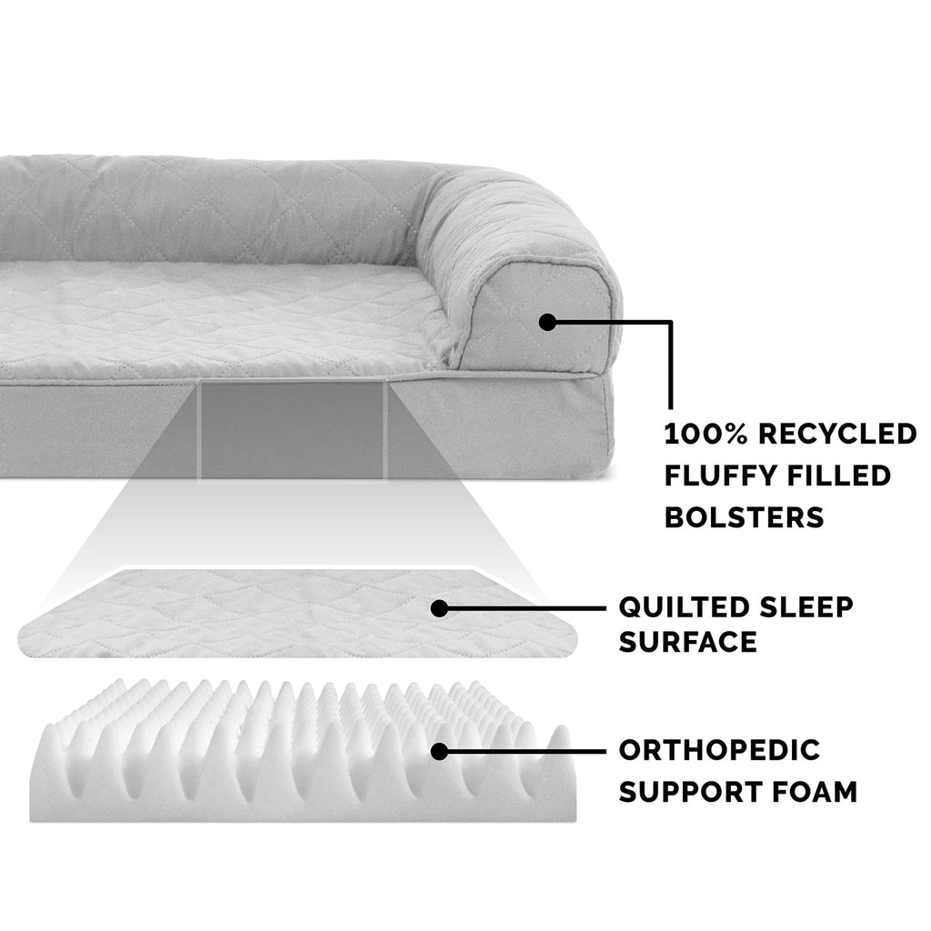 FurHaven Pet Products Quilted Orthopedic Sofa Pet Bed for Dogs & Cats - Silver Gray, Medium