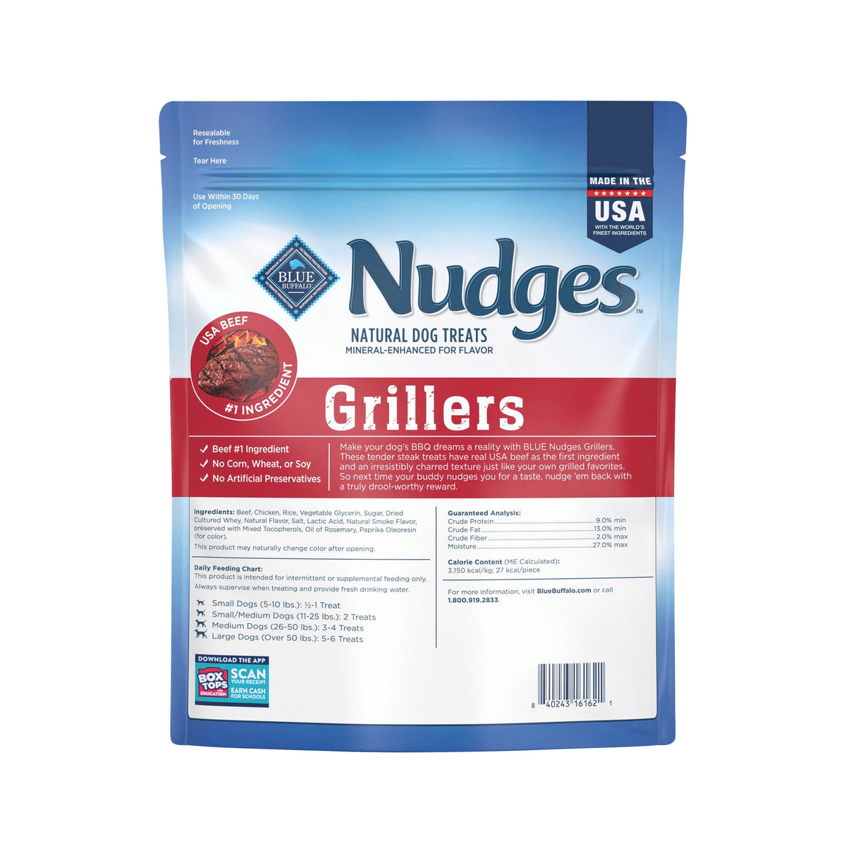 Blue Buffalo Nudges Grillers, Natural Dog Treats, Steak, 12oz Bag